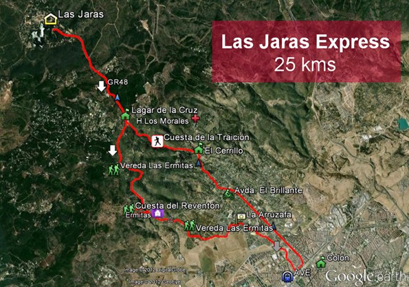 Mapa de la ruta Las Jaras Express
